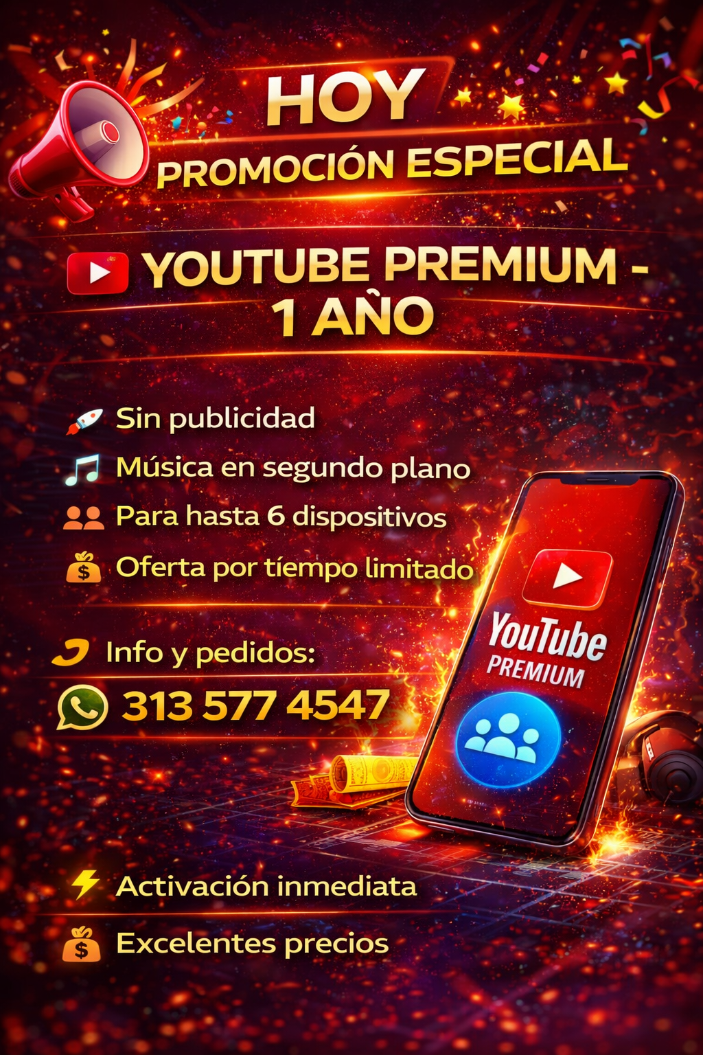 YouTube premium 1 año